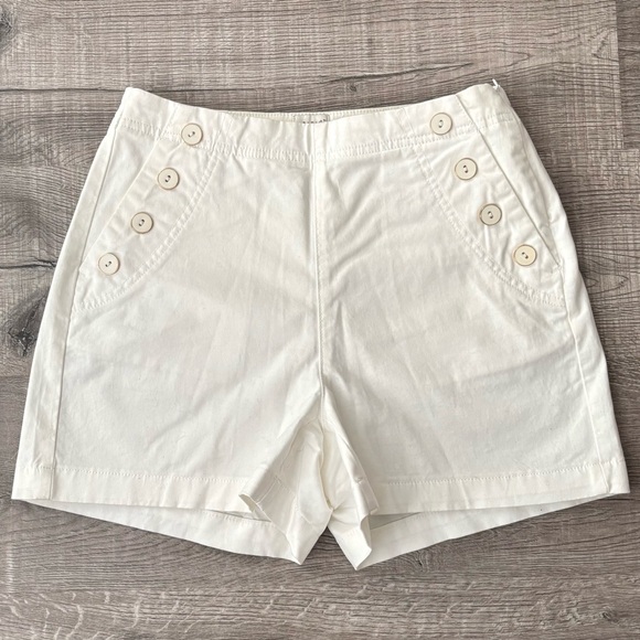 Women's White Button Sailor Shorts - Picture 1 of 3